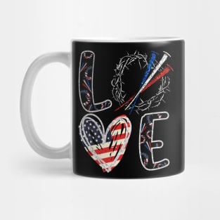 Love Jesus American Flag 4th Of July Mug